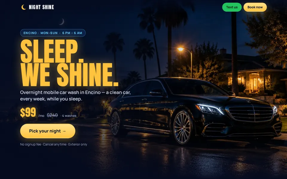 NIGHT SHINE car-wash membership site